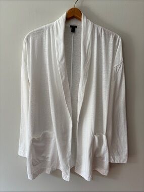 J Crew Slub Open Front Cardigan White Size Medium